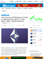 The Future of Ethereum is Not in Memecoins, But in “Low-Risk” DeFi: Vitalik Buterin ⋆ ZyCrypto