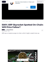 500% XRP Skyrocket Spotted On-Chain: Will Price Follow? - U.Today