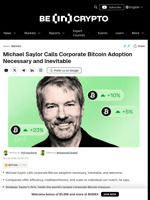 Michael Saylor Calls Corporate Bitcoin Adoption Necessary and Inevitable