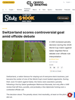 Switzerland scores controversial goal amid offside debate