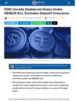 FDIC Unveils Stablecoin Rules Under GENIUS Act, Excludes Deposit Insurance - Crypto News Flash
