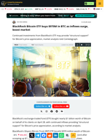 BlackRock Bitcoin ETF buys $970M in BTC as inflows surge, boost market