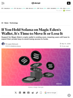 If You Hold Solana on Magic Eden's Wallet, It's Time to Move It or Lose It - Decrypt