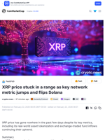XRP price stuck in a range as key network metric jumps and flips Solana | Headlines | News | CoinMarketCap