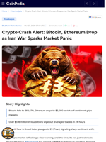 Crypto Crash Alert: Bitcoin, Ethereum Drop as Iran War Sparks Market Panic