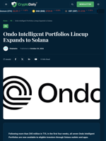 Ondo Intelligent Portfolios Lineup Expands to Solana - Crypto Daily