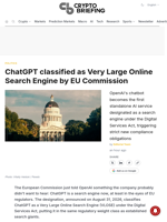 ChatGPT classified as Very Large Online Search Engine by EU Commission