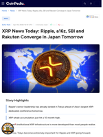 XRP News Today: Ripple, a16z, SBI and Rakuten Converge in Japan Tomorrow