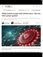 TRON activity surges with 2.6mln users – But can TRX sustain upside? - AMBCrypto