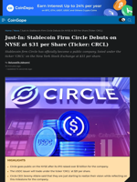 Stablecoin Firm Circle Debuts on NYSE at $31 per Share (Ticker: CRCL)