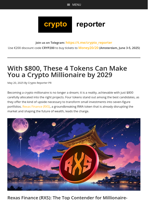 With $800, These 4 Tokens Can Make You a Crypto Millionaire by 2029