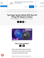 Top Singer Sparks Debate With New Poll Pitting XRP Against Cardano