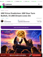 XRP Price Prediction: Duo Turn Bullish, $1,000 Dream Lives On