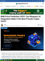 BNB Price Prediction 2025: Can Blazpay’s AI Integration Make It the Best Presale Crypto 2025?