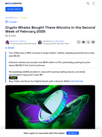 Crypto Whales Eye TRX, ETH, and CAKE This Week