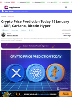 Crypto Price Prediction Today 19 Jan: XRP, ADA, HYPER Levels