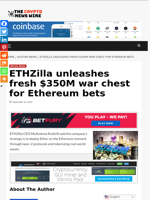 ETHZilla unleashes fresh $350M war chest for Ethereum bets - The Crypto News Wire