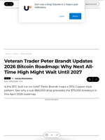 Veteran Trader Peter Brandt Updates 2026 Bitcoin Roadmap: Why Next All-Time High Might Wait Until 2027 - U.Today
