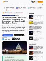 Trump-Backed CLARITY Act Text Set to Drop With No Democrats on Board, and It Needs 7 of Them