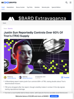 Justin Sun Reportedly Holds Over 60% Of Tron’s Token Supply