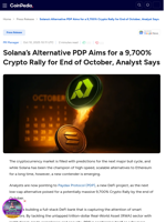 Solana’s Alternative PDP Aims for a 9,700% Crypto Rally for End of October, Analyst Says