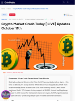 Crypto Market Crash Today [ LIVE] Updates October 11th