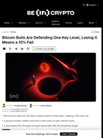 Bitcoin Bulls Are Defending One Key Level, Losing It Means a 10% Fall