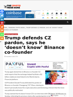 Trump defends CZ pardon, says he ‘doesn’t know’ Binance co-founder - The Crypto News Wire