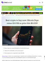 Best crypto to buy now: Bitcoin Pepe raises $10.9M as price hits $0.0359 - CoinJournal