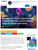 How to Earn Free Crypto in 2025: 7 Leading Bitcoin Cloud Mining Apps for Passive Income | Live Bitcoin News