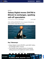 Galaxy Digital moves $447M in Bitcoin to exchanges, sparking sell-off speculation