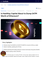 Is HashKey Capital About to Dump $47M Worth of Ethereum?