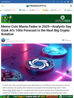 Meme Coin Mania Fades in 2025—Analysts Say Ozak AI’s 100x Forecast Is the Next Big Crypto Rotation