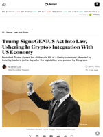 Trump Signs GENIUS Act Into Law, Ushering In Crypto’s Integration With US Economy - Decrypt