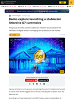 Banks Explore Launching Stablecoins Pegged to G7 Currencies