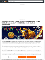 Bitcoin (BTC) Price Today: Bitcoin Tumbles Under $114K While Trump Media’s Bold BTC Bet Fuels Market Speculation - Brave New Coin