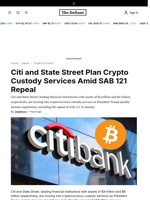 Citi and State Street Plan Crypto Custody Services Amid SAB 121 Repeal - 
