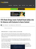 FIFA Rivals Brings Iconic Football Brand adidas into Its Universe with Exclusive In-Game Content