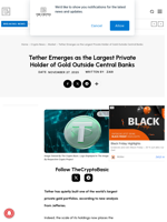 Tether Emerges as the Largest Private Holder of Gold Outside Central Banks