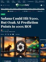 Solana Could Hit $500, But Ozak AI Prediction Points to 100x ROI - Crypto Daily
