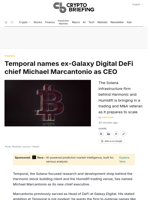 Temporal names ex-Galaxy Digital DeFi chief Michael Marcantonio as CEO