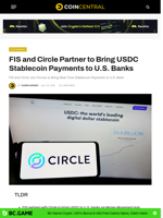 FIS and Circle Partner to Bring USDC Stablecoin Payments to U.S. Banks