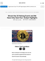 Bitcoin Has 32 Halving Events and We Have Only Seen Four: Analyst Highlights