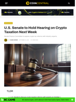 U.S. Senate to Hold Hearing on Crypto Taxation Next Week