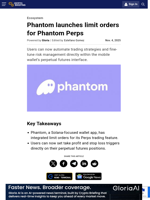 Phantom launches limit orders for Phantom Perps