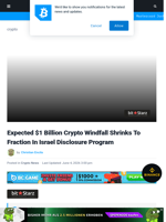 Crypto Holders In Israel Declare $50M, Well Below Government's $1B Estimates - Details