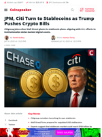 JPM, Citi Turn to Stablecoins as Trump Pushes Crypto Bills - Coinspeaker