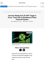 German Media Puts $9 XRP Target in Focus, Touts XRP as Backbone of New Financial System