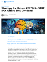 Strategy Inc Raises €620M in STRE IPO, Offers 10% Dividend