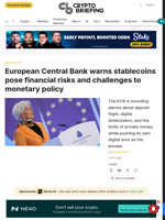 European Central Bank warns stablecoins pose financial risks and challenges to monetary policy